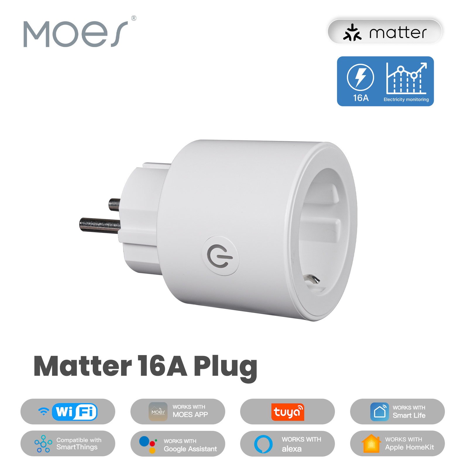 Smart Home Apple - MOES Smart EU/US/UK Plug Matter WiFi