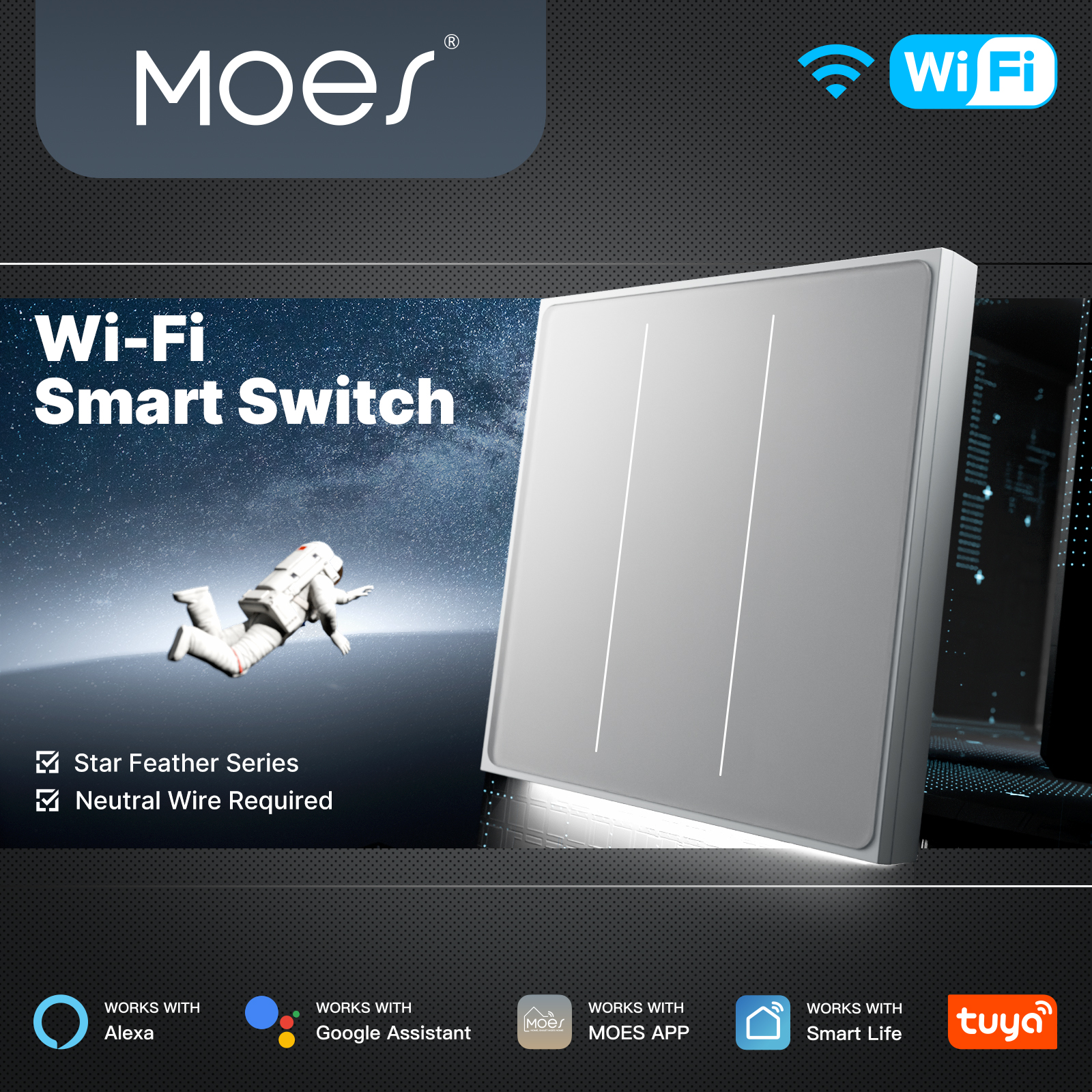 Tuya Smart Switch - MOES Tuya WiFi Smart Star Feather