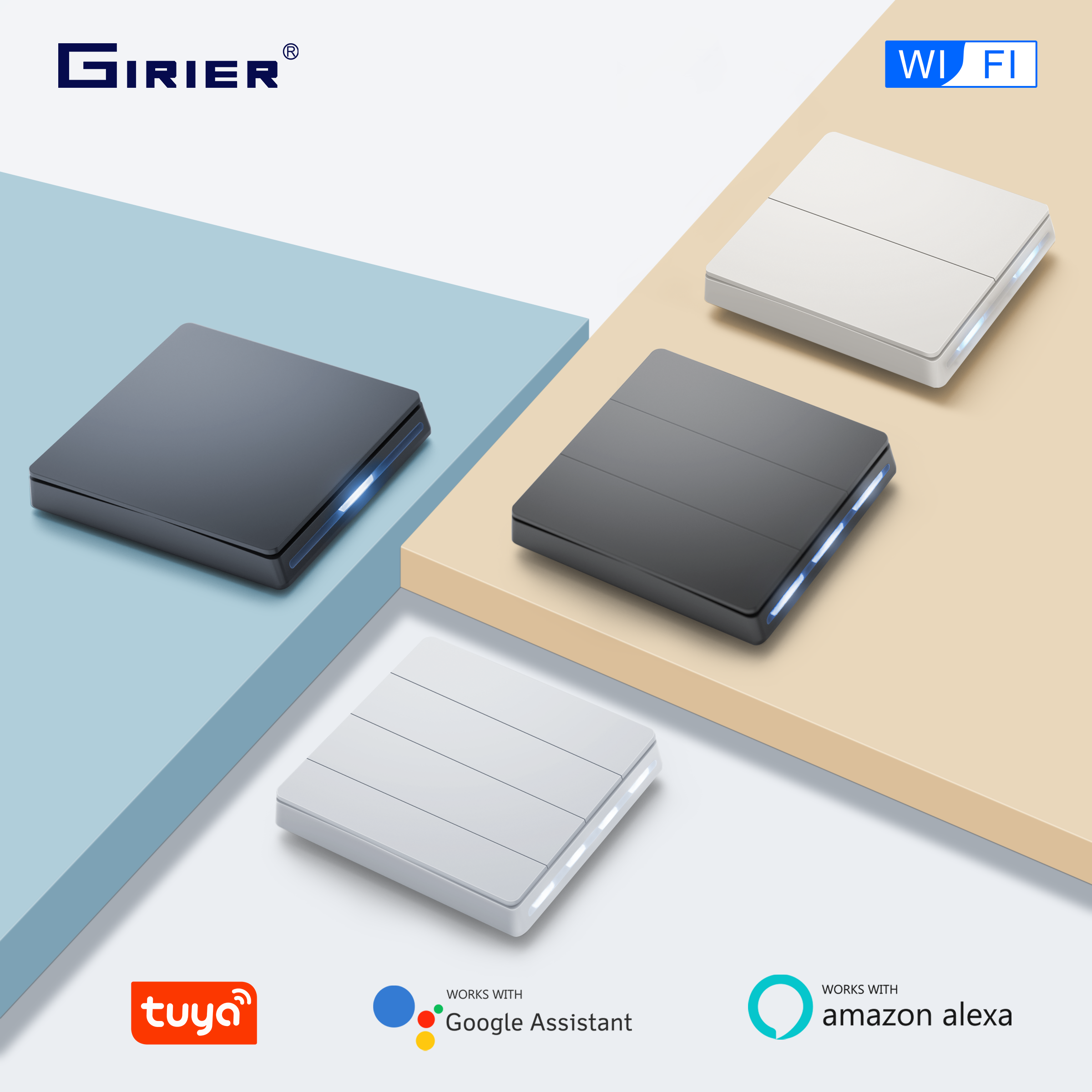 Tuya Smart Switch - GIRIER Smart Light Switch WiFi Push