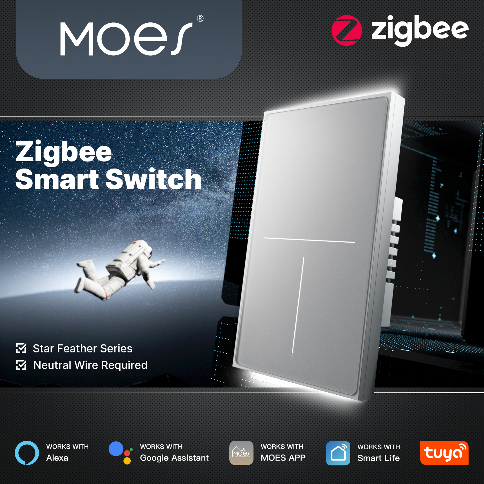 MOES Tuya ZigBee Star Feather  - Tuya Smart Switch avis et prix