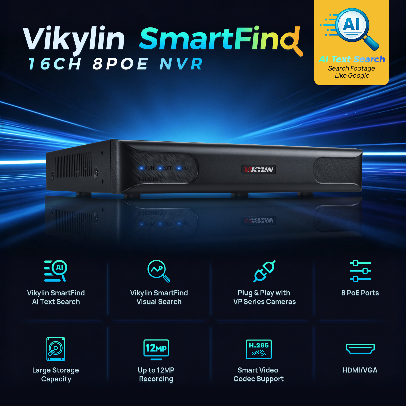 Vikylin 4K NVR 16CH 8POE Home  - Smart Home Offline System avis et prix