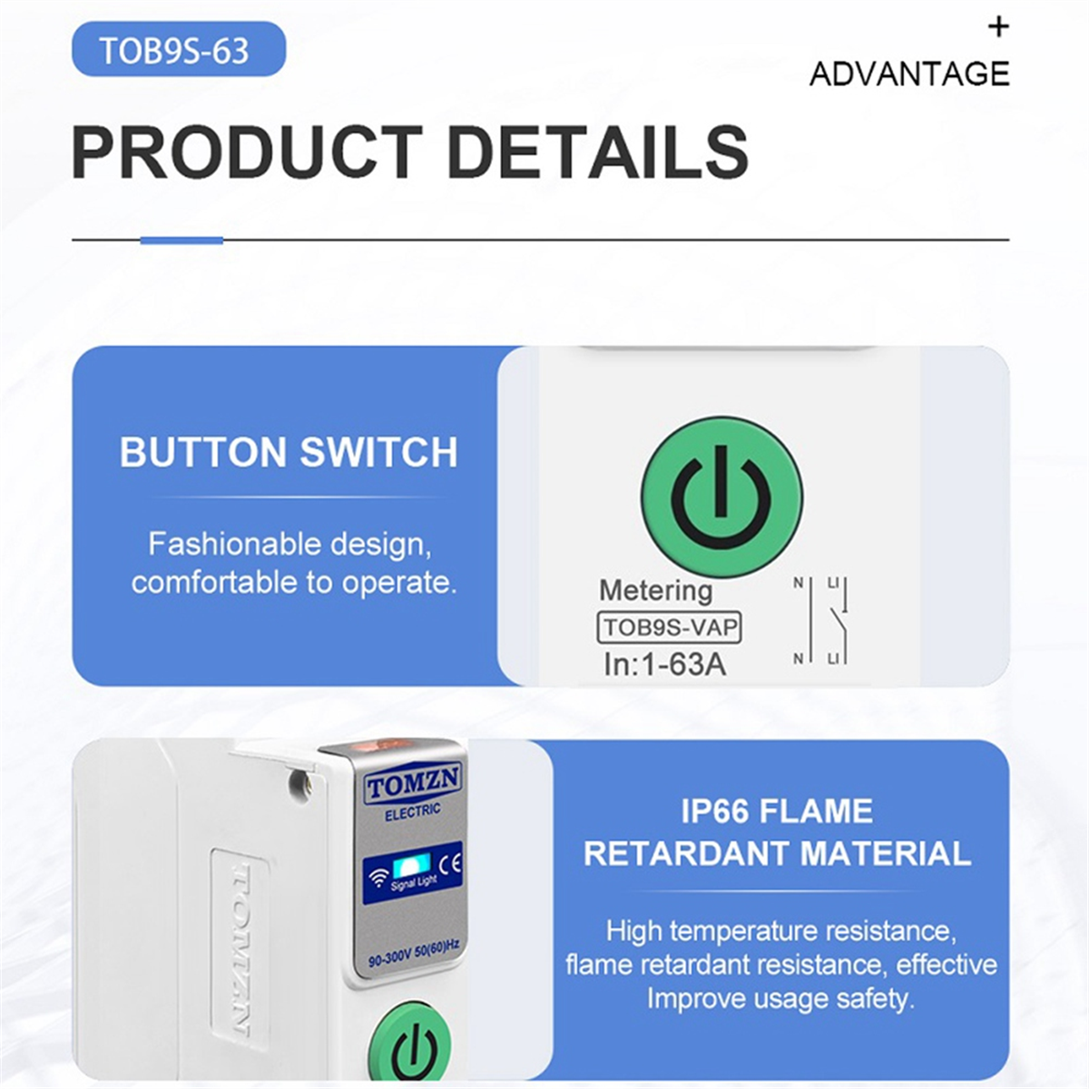 ABMO  TOB9S-VAP TUYA 63A 1P+N  - Tuya Smart Switch avis et prix