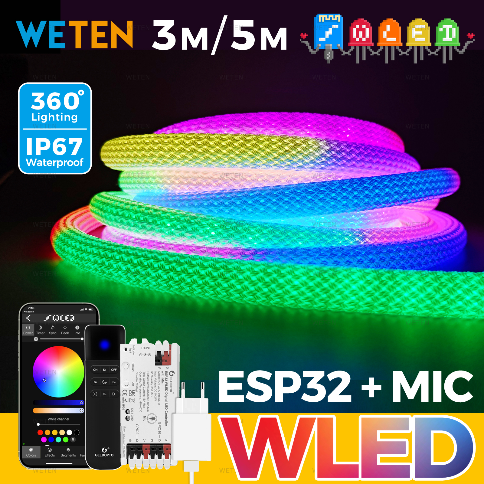 WLED Smart Wifi 360 Round Tube - Smart Home Youtube avis et prix